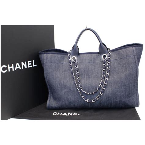 chanel denim handbags|Chanel denim shopping tote.